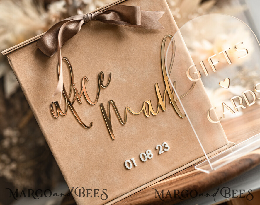 KARTONBOXEN  
 Samtkartenboxen Kartenbox, Hochzeitskartenbox mit Deckel, Frühlingshochzeit Geldbox, Hochzeitskartenbox mit Schlitz und Karten sowie Geschenk-Bogen Acrylzeichen-Set.
