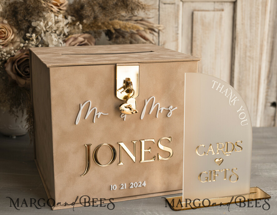 KARTONBOXEN  
 Samtkartenboxen Beige Kartenbox und Acrylkarten & Geschenke Klarzeichen, Samt Rost Hochzeitskartenbox mit Deckel, verbrannte Orange Hochzeitsgeldbox, Kupfer Hochzeitskartenbox Karten- und Geschenke-Bogen-Acrylzeichensatz.
