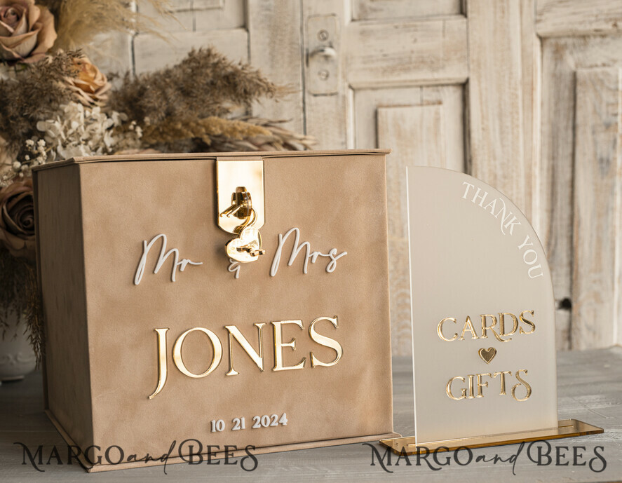 KARTONBOXEN  
 Samtkartenboxen Beige Kartenbox und Acrylkarten & Geschenke Klarzeichen, Samt Rost Hochzeitskartenbox mit Deckel, verbrannte Orange Hochzeitsgeldbox, Kupfer Hochzeitskartenbox Karten- und Geschenke-Bogen-Acrylzeichensatz.