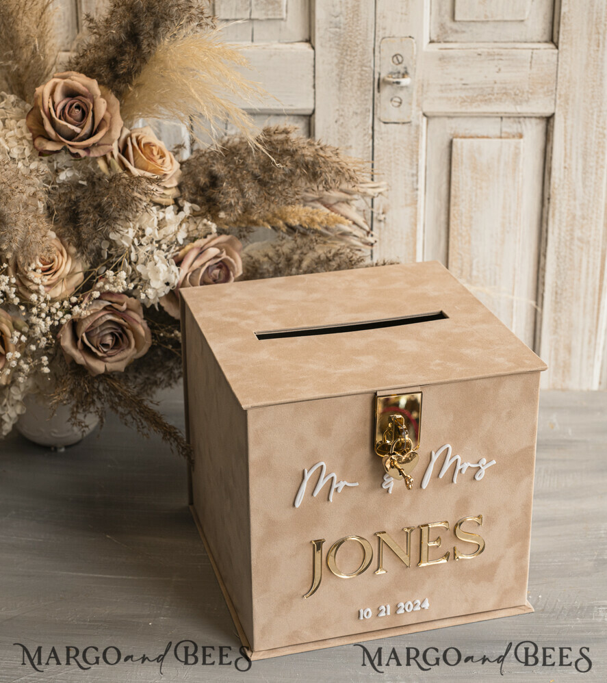 KARTONBOXEN  
 Samtkartenboxen Beige Kartenbox und Acrylkarten & Geschenke Klarzeichen, Samt Rost Hochzeitskartenbox mit Deckel, verbrannte Orange Hochzeitsgeldbox, Kupfer Hochzeitskartenbox Karten- und Geschenke-Bogen-Acrylzeichensatz.