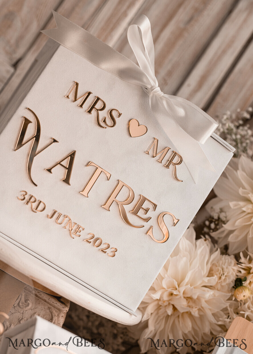 KARTONBOXEN  
 Samtkartenboxen Reine weiße Geschenkkartenbox & Kartenset, Samt klassische Hochzeitswunschbrunnen-Geldgeschenkkartenbox, personalisierte goldene weiße Hochzeitskartenbox, luxuriöse Kartenbox, Hochzeitskartenbox mit Deckel, Hochzeitsgeldbox.