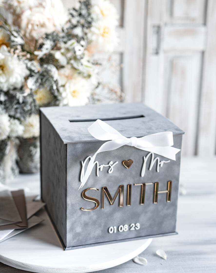 KARTONBOXEN  
 Samtkartenboxen Kartenbox, Hochzeitskartenbox mit Deckel, Frühlingshochzeit Geldbox, Hochzeitskartenbox mit Schlitz und Karten und Geschenk-Bogen Acrylschild-Set