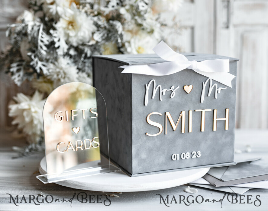 KARTONBOXEN  
 Samtkartenboxen Kartenbox, Hochzeitskartenbox mit Deckel, Frühlingshochzeit Geldbox, Hochzeitskartenbox mit Schlitz und Karten und Geschenk-Bogen Acrylschild-Set