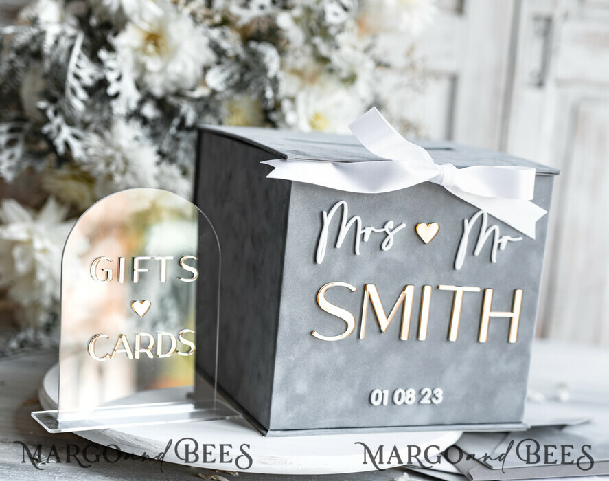 KARTONBOXEN  
 Samtkartenboxen Kartenbox, Hochzeitskartenbox mit Deckel, Frühlingshochzeit Geldbox, Hochzeitskartenbox mit Schlitz und Karten und Geschenk-Bogen Acrylschild-Set