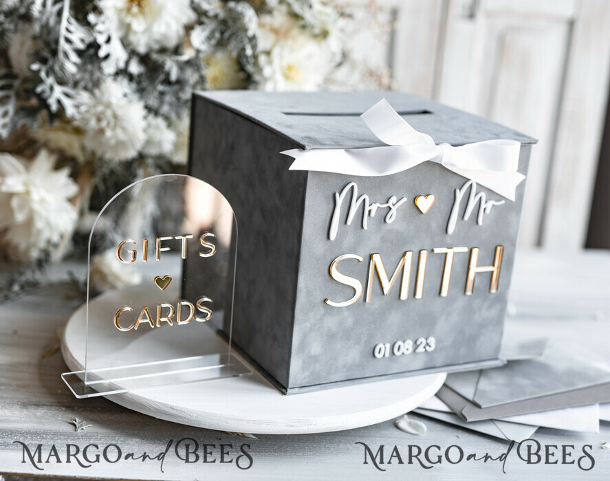 KARTONBOXEN  
 Samtkartenboxen Kartenbox, Hochzeitskartenbox mit Deckel, Frühlingshochzeit Geldbox, Hochzeitskartenbox mit Schlitz und Karten und Geschenk-Bogen Acrylschild-Set