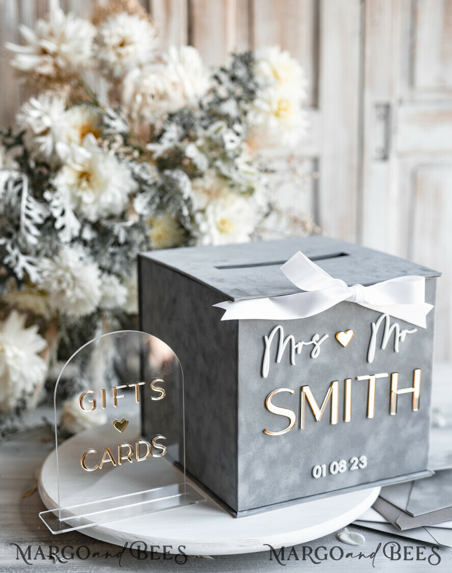 KARTONBOXEN  
 Samtkartenboxen Kartenbox, Hochzeitskartenbox mit Deckel, Frühlingshochzeit Geldbox, Hochzeitskartenbox mit Schlitz und Karten und Geschenk-Bogen Acrylschild-Set