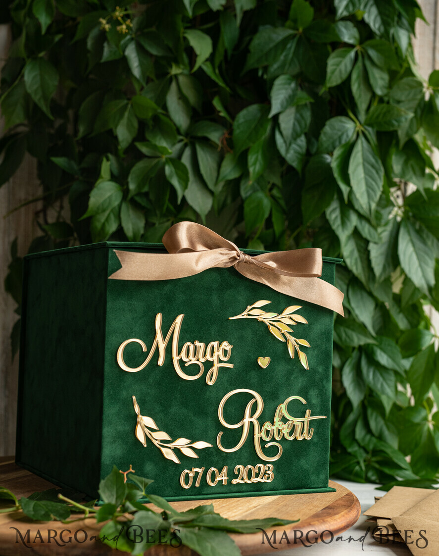 KARTONBOXEN  
 Samtkartenboxen Geschenkkartenbox, Samtgrüne Hochzeitswunschbrunnen-Geldgeschenkkartenbox, personalisierte Hochzeitskartenbox, luxuriöse Grünpflanzenkartenbox, Hochzeitskartenbox in Grün und Gold mit Deckel, Hochzeitsgeldbox, smaragdgrüne Hochzeitskartenbox.