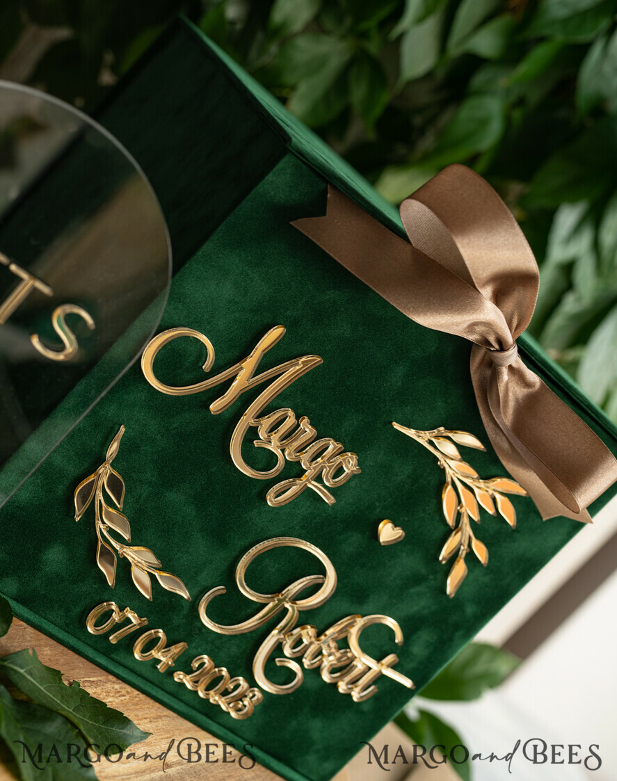 KARTONBOXEN  
 Samtkartenboxen Geschenkkartenbox, Samtgrüne Hochzeitswunschbrunnen-Geldgeschenkkartenbox, personalisierte Hochzeitskartenbox, luxuriöse Grünpflanzenkartenbox, Hochzeitskartenbox in Grün und Gold mit Deckel, Hochzeitsgeldbox, smaragdgrüne Hochzeitskartenbox.