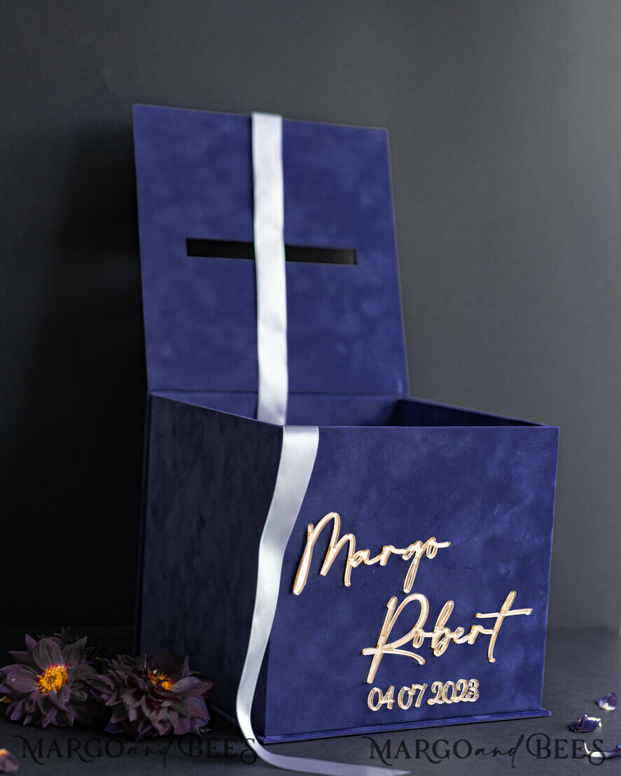 KARTONBOXEN  
 Samtkartenboxen Geschenkkartenbox & Karten, Samt Navy Blau Hochzeitswunschbrunnen Geldgeschenkkartenbox, Personalisierte Hochzeitskartenbox, Luxus Kartenbox, Hochzeitskartenbox mit Deckel, Hochzeitsgeldbox, Hochzeitskartenbox