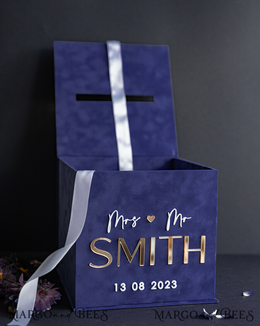 KARTONBOXEN  
 Samtkartenboxen Geschenkkartenbox & Karten, Samt Navy Blau Hochzeitswunschbrunnen Geldgeschenkkartenbox, Personalisierte Hochzeitskartenbox, Luxuriöse Kartenbox, Hochzeitskartenbox mit Deckel, Hochzeitsgeldbox, Hochzeitskartenbox
