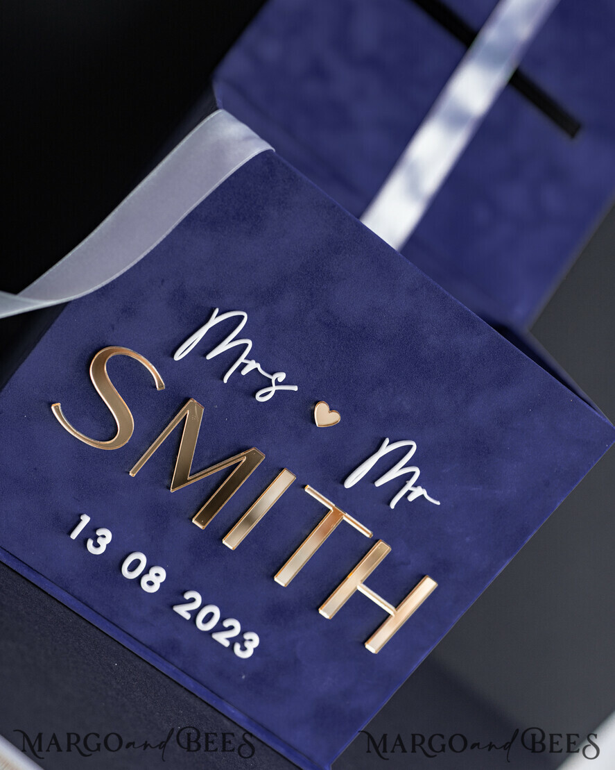 KARTONBOXEN  
 Samtkartenboxen Geschenkkartenbox & Karten, Samt Navy Blau Hochzeitswunschbrunnen Geldgeschenkkartenbox, Personalisierte Hochzeitskartenbox, Luxuriöse Kartenbox, Hochzeitskartenbox mit Deckel, Hochzeitsgeldbox, Hochzeitskartenbox