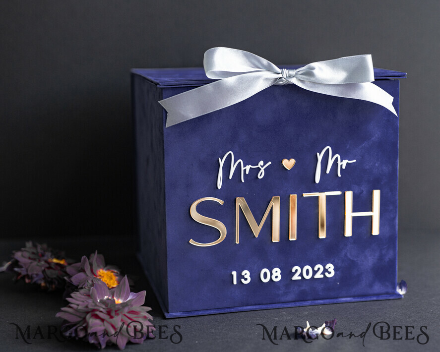 KARTONBOXEN  
 Samtkartenboxen Geschenkkartenbox & Karten, Samt Navy Blau Hochzeitswunschbrunnen Geldgeschenkkartenbox, Personalisierte Hochzeitskartenbox, Luxuriöse Kartenbox, Hochzeitskartenbox mit Deckel, Hochzeitsgeldbox, Hochzeitskartenbox