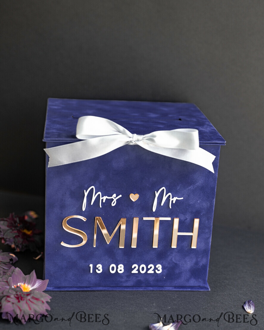 KARTONBOXEN  
 Samtkartenboxen Geschenkkartenbox & Karten, Samt Navy Blau Hochzeitswunschbrunnen Geldgeschenkkartenbox, Personalisierte Hochzeitskartenbox, Luxuriöse Kartenbox, Hochzeitskartenbox mit Deckel, Hochzeitsgeldbox, Hochzeitskartenbox