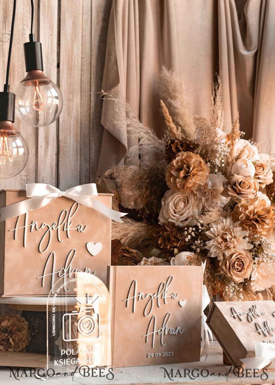 KARTONBOXEN  
 Samtkartenboxen Beige Samt-Kartenbox, Hochzeitskartenbox mit Deckel, Nude Hochzeitsgeldbox, Hochzeitskartenbox mit Schlitz