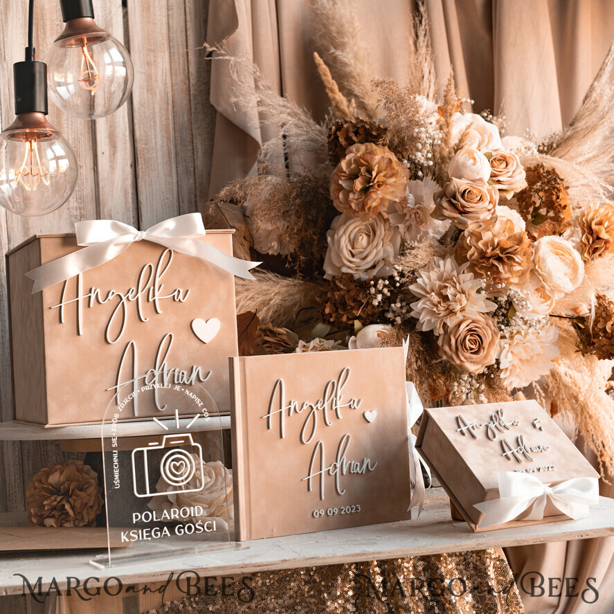 KARTONBOXEN  
 Samtkartenboxen Beige Samt-Kartenbox, Hochzeitskartenbox mit Deckel, Nude Hochzeitsgeldbox, Hochzeitskartenbox mit Schlitz