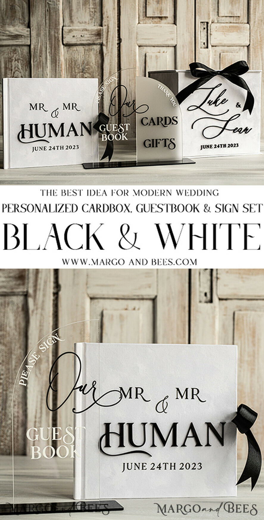 KARTONBOXEN  
 Samtkartenboxen Schwarz & Weiß Geschenkkartenbox & Karten Geschenke Schild Set, Samt Klassische Hochzeitswunschbrunnen Geldgeschenkkartenbox, Personalisierte Hochzeitskartenbox