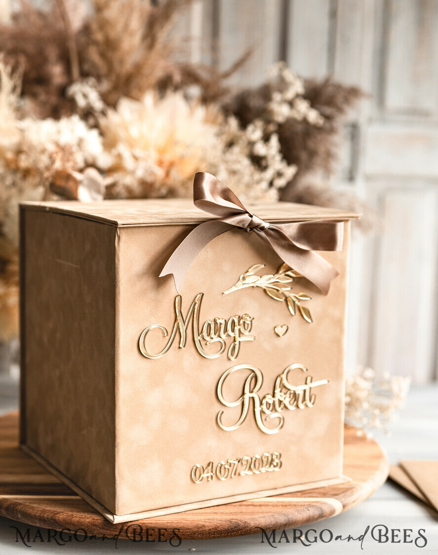 KARTONBOXEN  
 Samtkartenboxen Kartenbox & Bogen-Acryl-Set, Hochzeitskartenbox mit Deckel, Frühlingshochzeits-Geldbox, Hochzeitskartenbox mit Schlitz sowie Karten- und Geschenk-Bogen-Acryl-Schild-Set.