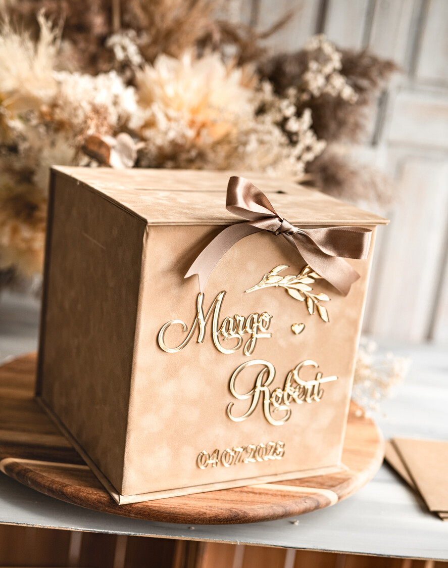 KARTONBOXEN  
 Samtkartenboxen Kartenbox & Bogen-Acryl-Set, Hochzeitskartenbox mit Deckel, Frühlingshochzeits-Geldbox, Hochzeitskartenbox mit Schlitz sowie Karten- und Geschenk-Bogen-Acryl-Schild-Set.