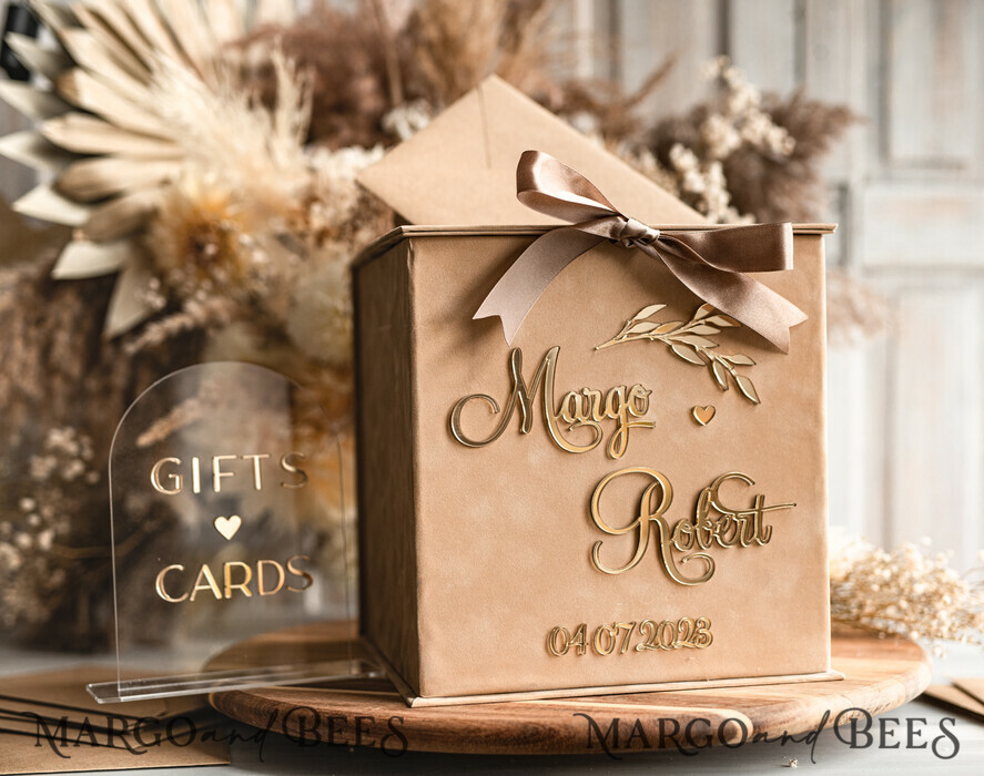 KARTONBOXEN  
 Samtkartenboxen Kartenbox & Bogen-Acryl-Set, Hochzeitskartenbox mit Deckel, Frühlingshochzeits-Geldbox, Hochzeitskartenbox mit Schlitz sowie Karten- und Geschenk-Bogen-Acryl-Schild-Set.