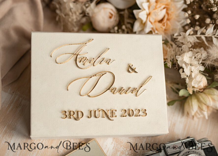 FOTOALBUM/ FOTOBOX Velvet Foto Box Fotografen Box Elfenbein Samt Fotobox Fotografenbox Hochzeitsgedächtnisbox, individuelle Andenkenbox, Ecru Fotografengeschenke für Kunden, Verpackung für Hochzeitsbilder, individuelle Fotobox