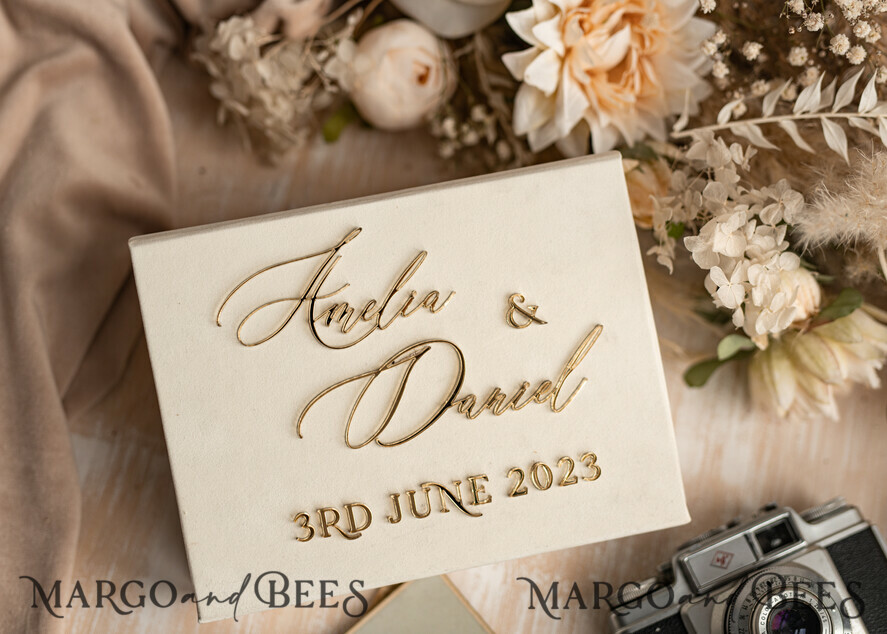FOTOALBUM/ FOTOBOX Velvet Foto Box Fotografen Box Elfenbein Samt Fotobox Fotografenbox Hochzeitsgedächtnisbox, individuelle Andenkenbox, Ecru Fotografengeschenke für Kunden, Verpackung für Hochzeitsbilder, individuelle Fotobox