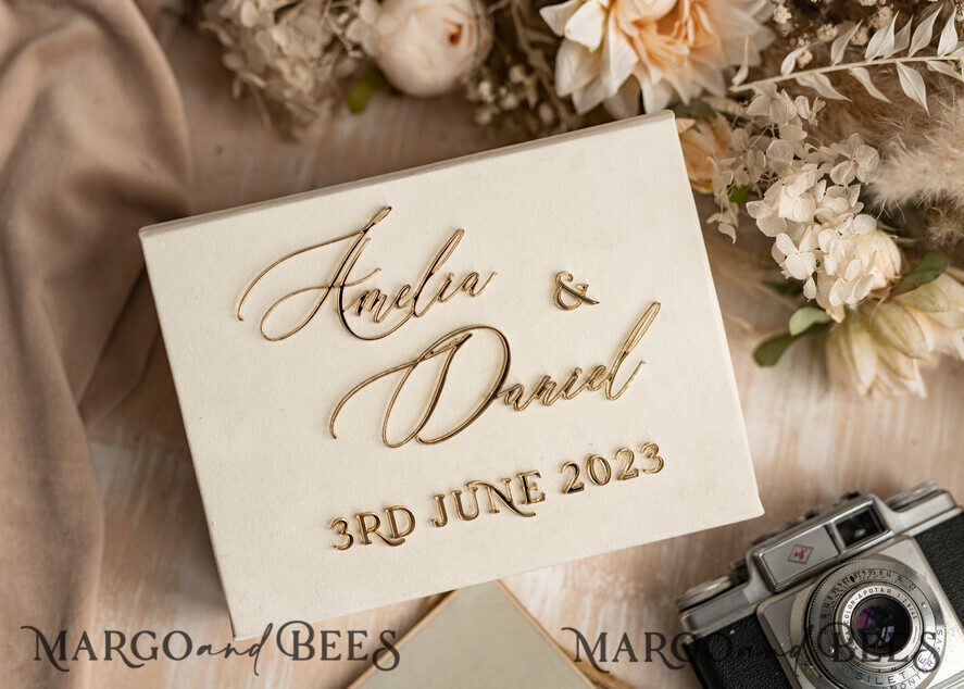 FOTOALBUM/ FOTOBOX Velvet Foto Box Fotografen Box Elfenbein Samt Fotobox Fotografenbox Hochzeitsgedächtnisbox, individuelle Andenkenbox, Ecru Fotografengeschenke für Kunden, Verpackung für Hochzeitsbilder, individuelle Fotobox
