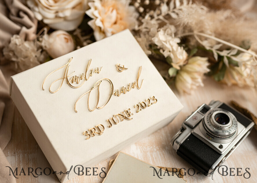 FOTOALBUM/ FOTOBOX Velvet Foto Box Fotografen Box Elfenbein Samt Fotobox Fotografenbox Hochzeitsgedächtnisbox, individuelle Andenkenbox, Ecru Fotografengeschenke für Kunden, Verpackung für Hochzeitsbilder, individuelle Fotobox