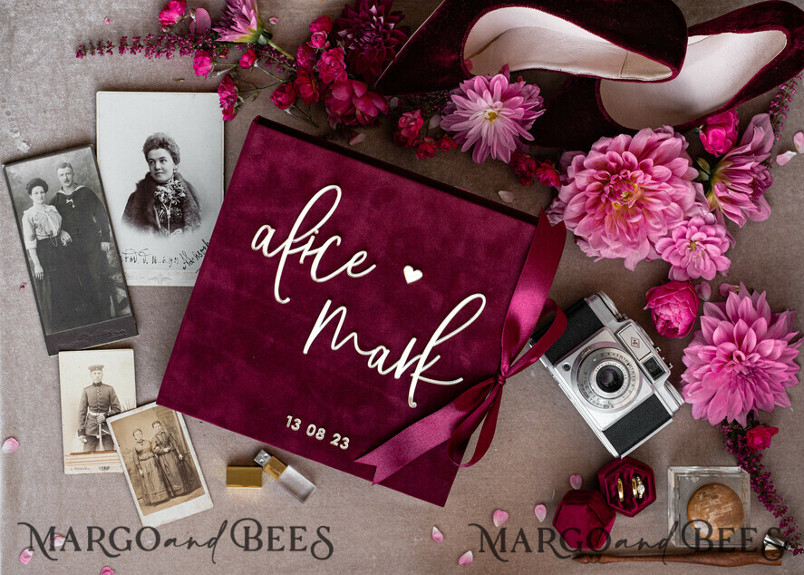 FOTOALBUM/ FOTOBOX Velvet Foto Box Fotografen Box Erinnerungsbundle Burgunder Samt Fotokästen Set aus 2, große kastanienbraune Fotografenbox, reguläre Marsala Gold Hochzeitsgedächtnisbox, goldener Spiegel personalisierte Andenkenbox, Fotografengeschenke für Kunden, Hochzeitsbilderverpackung, personalisierte Fotografie Kupferbox.
