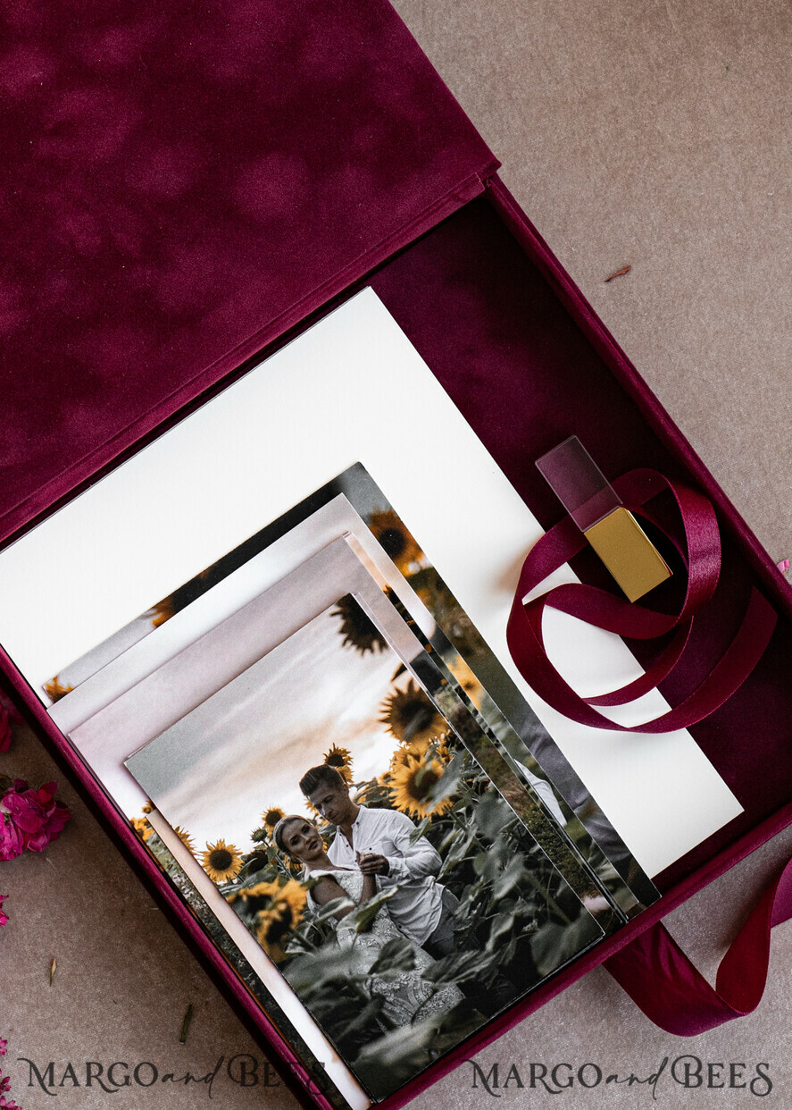 FOTOALBUM/ FOTOBOX Velvet Foto Box Fotografen Box Erinnerungsbundle Burgunder Samt Fotokästen Set aus 2, große kastanienbraune Fotografenbox, reguläre Marsala Gold Hochzeitsgedächtnisbox, goldener Spiegel personalisierte Andenkenbox, Fotografengeschenke für Kunden, Hochzeitsbilderverpackung, personalisierte Fotografie Kupferbox.