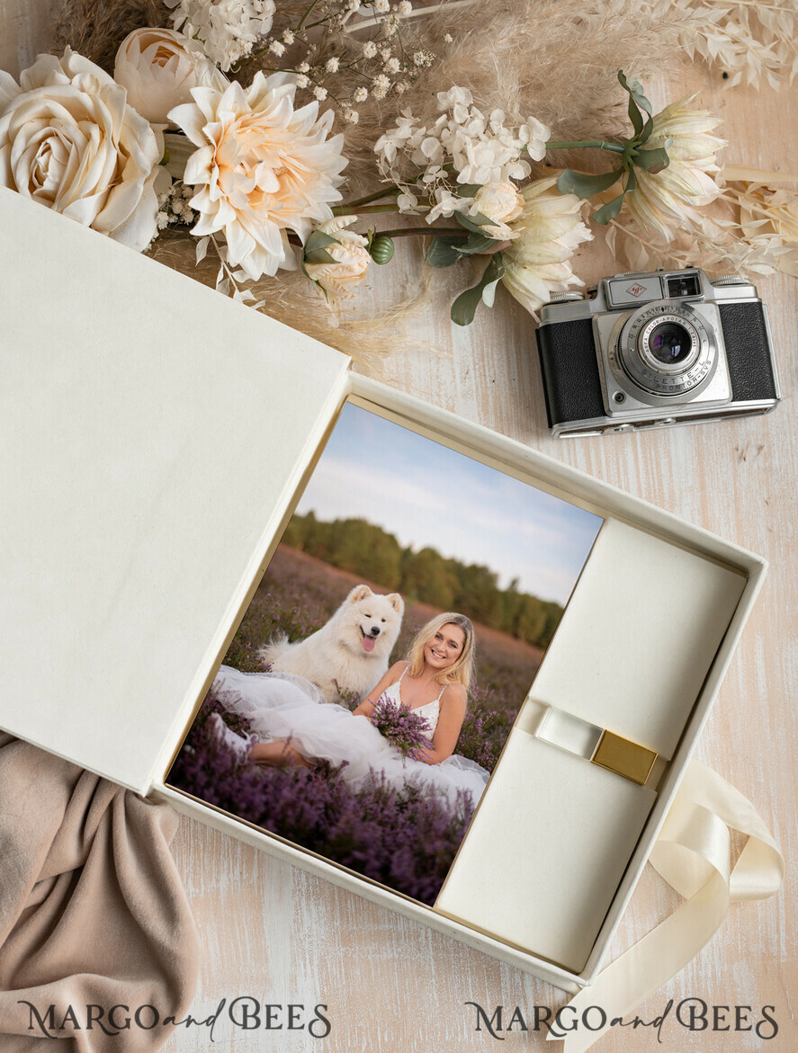 FOTOALBUM/ FOTOBOX Velvet Foto Box Fotografen Box Elfenbein Große Samt Foto Box, Gold Fotografen Box, Hochzeits Erinnerungsbox, Gold Spiegel Maßgeschneiderte Erinnerungsbox, Fotografen Geschenke für Klienten, Hochzeitsbilder Verpackung, Maßgeschneiderte Fotobox