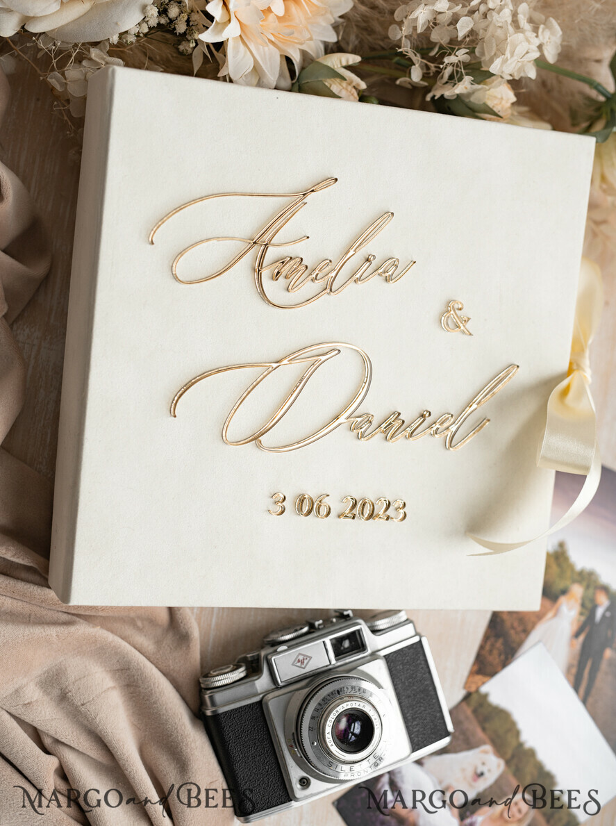 FOTOALBUM/ FOTOBOX Velvet Foto Box Fotografen Box Elfenbein Große Samt Foto Box, Gold Fotografen Box, Hochzeits Erinnerungsbox, Gold Spiegel Maßgeschneiderte Erinnerungsbox, Fotografen Geschenke für Klienten, Hochzeitsbilder Verpackung, Maßgeschneiderte Fotobox