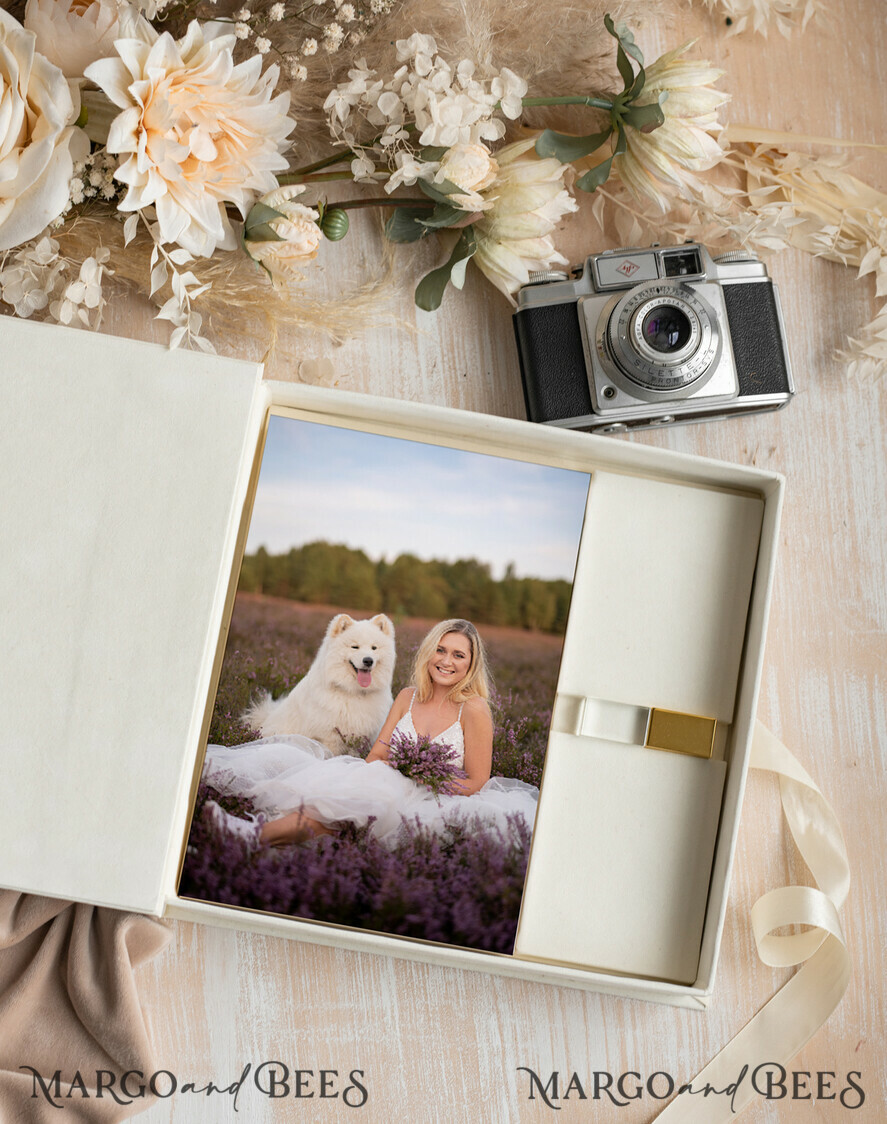 FOTOALBUM/ FOTOBOX Velvet Foto Box Fotografen Box Elfenbein Große Samt Foto Box, Gold Fotografen Box, Hochzeits Erinnerungsbox, Gold Spiegel Maßgeschneiderte Erinnerungsbox, Fotografen Geschenke für Klienten, Hochzeitsbilder Verpackung, Maßgeschneiderte Fotobox