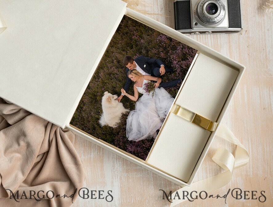 FOTOALBUM/ FOTOBOX Velvet Foto Box Fotografen Box Elfenbein Große Samt Foto Box, Gold Fotografen Box, Hochzeits Erinnerungsbox, Gold Spiegel Maßgeschneiderte Erinnerungsbox, Fotografen Geschenke für Klienten, Hochzeitsbilder Verpackung, Maßgeschneiderte Fotobox