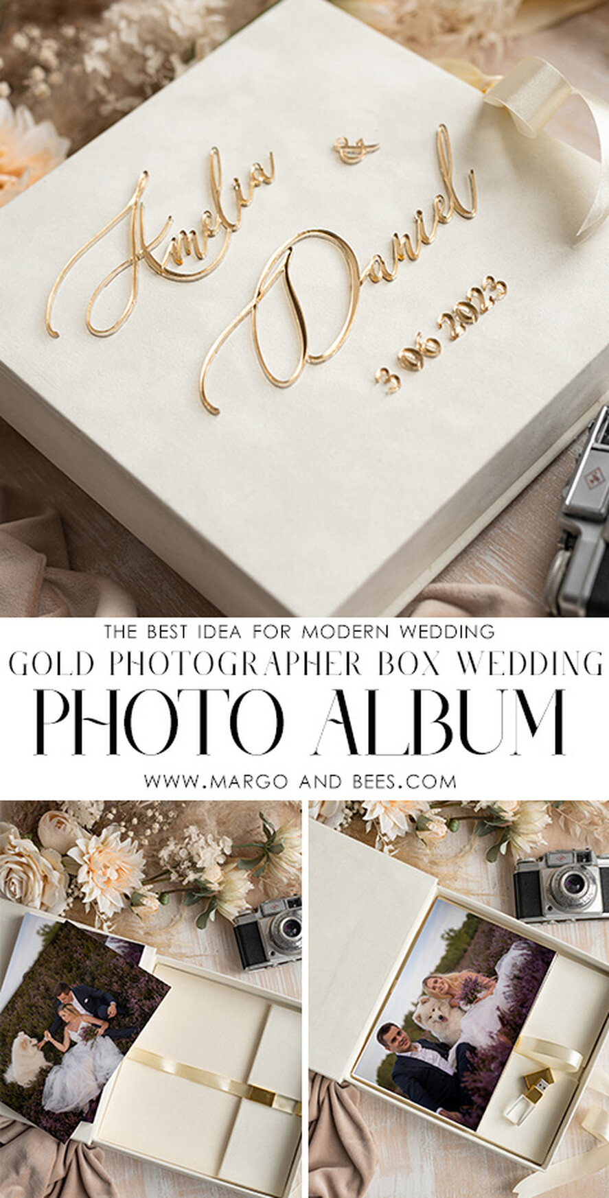 FOTOALBUM/ FOTOBOX Velvet Foto Box Fotografen Box Elfenbein Große Samt Foto Box, Gold Fotografen Box, Hochzeits Erinnerungsbox, Gold Spiegel Maßgeschneiderte Erinnerungsbox, Fotografen Geschenke für Klienten, Hochzeitsbilder Verpackung, Maßgeschneiderte Fotobox