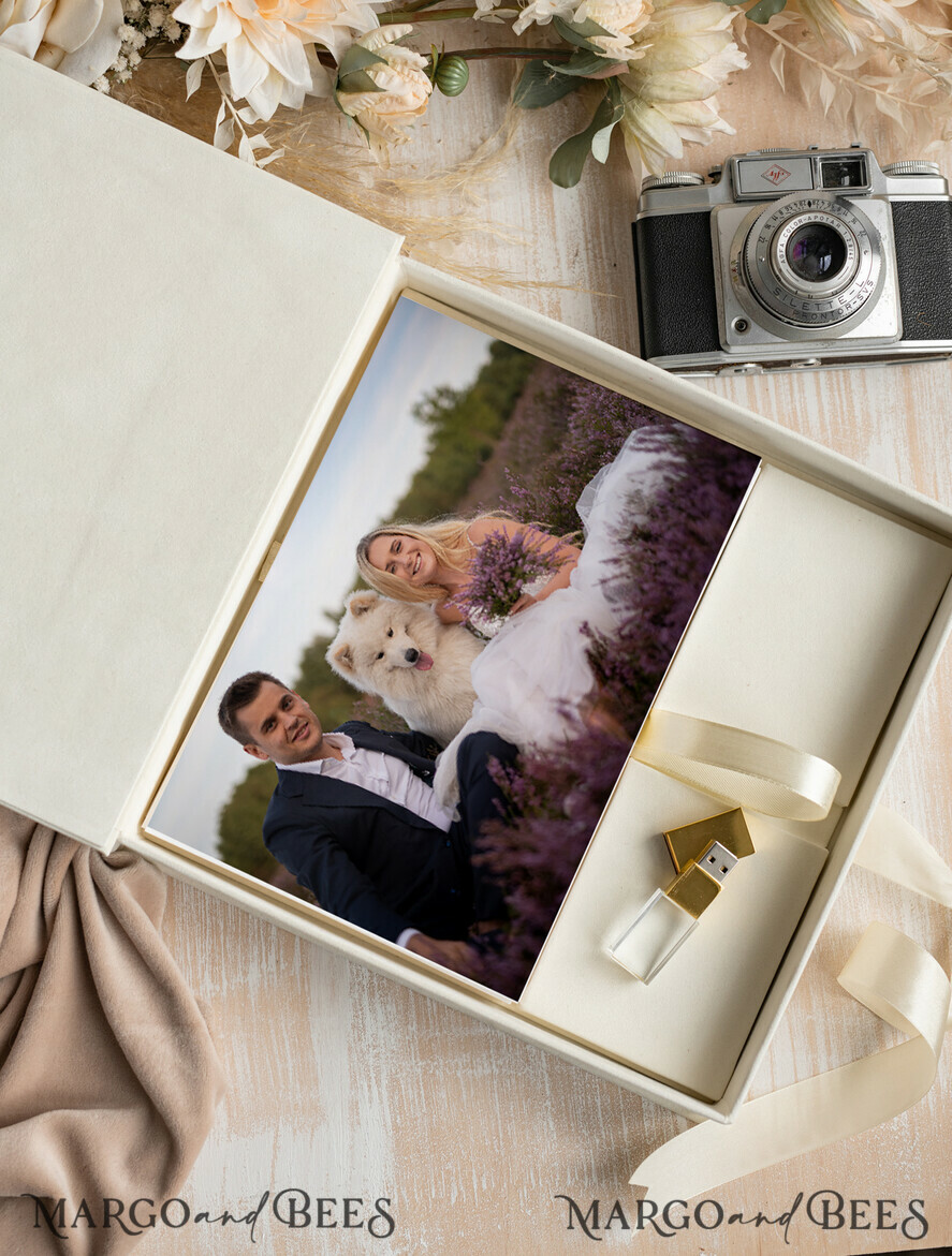 FOTOALBUM/ FOTOBOX Velvet Foto Box Fotografen Box Elfenbein Große Samt Foto Box, Gold Fotografen Box, Hochzeits Erinnerungsbox, Gold Spiegel Maßgeschneiderte Erinnerungsbox, Fotografen Geschenke für Klienten, Hochzeitsbilder Verpackung, Maßgeschneiderte Fotobox
