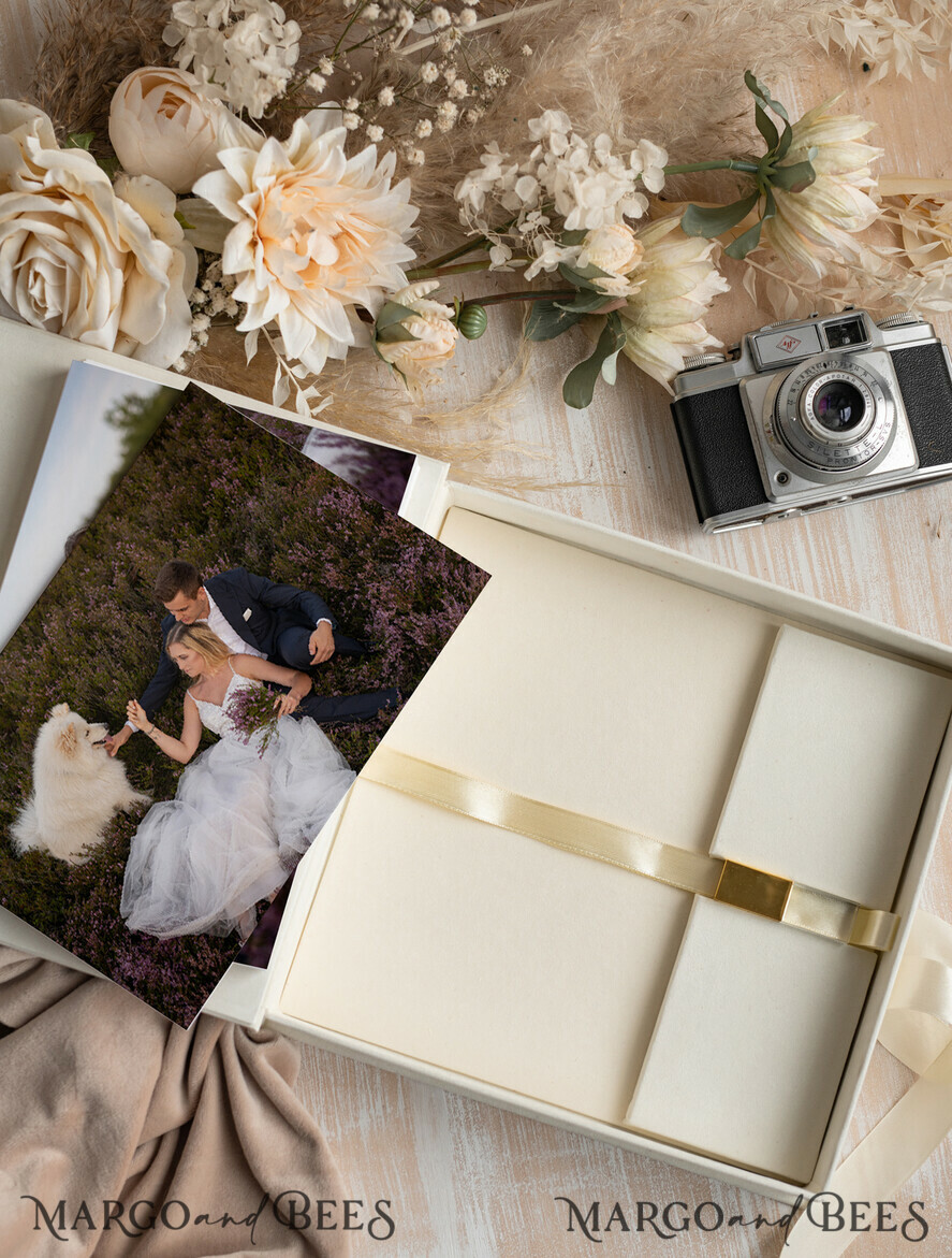 FOTOALBUM/ FOTOBOX Velvet Foto Box Fotografen Box Elfenbein Große Samt Foto Box, Gold Fotografen Box, Hochzeits Erinnerungsbox, Gold Spiegel Maßgeschneiderte Erinnerungsbox, Fotografen Geschenke für Klienten, Hochzeitsbilder Verpackung, Maßgeschneiderte Fotobox