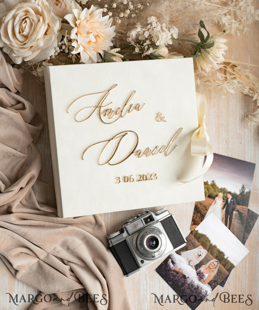 FOTOALBUM/ FOTOBOX Velvet Foto Box Fotografen Box Elfenbein Große Samt Foto Box, Gold Fotografen Box, Hochzeits Erinnerungsbox, Gold Spiegel Maßgeschneiderte Erinnerungsbox, Fotografen Geschenke für Klienten, Hochzeitsbilder Verpackung, Maßgeschneiderte Fotobox
