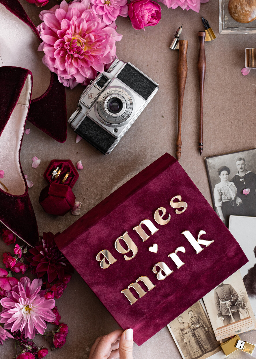 FOTOALBUM/ FOTOBOX Velvet Foto Box Fotografen Box Burgunder Samt Fotokiste, Kastanienbraune Fotografenbox, Marsala Gold Hochzeitsgedächtniskiste, Gold Spiegel maßgeschneiderte Andenkenschachtel, Fotografengeschenke für Kunden, Hochzeitsbilderverpackung, maßgeschneiderte Fotografie Kupferbox.