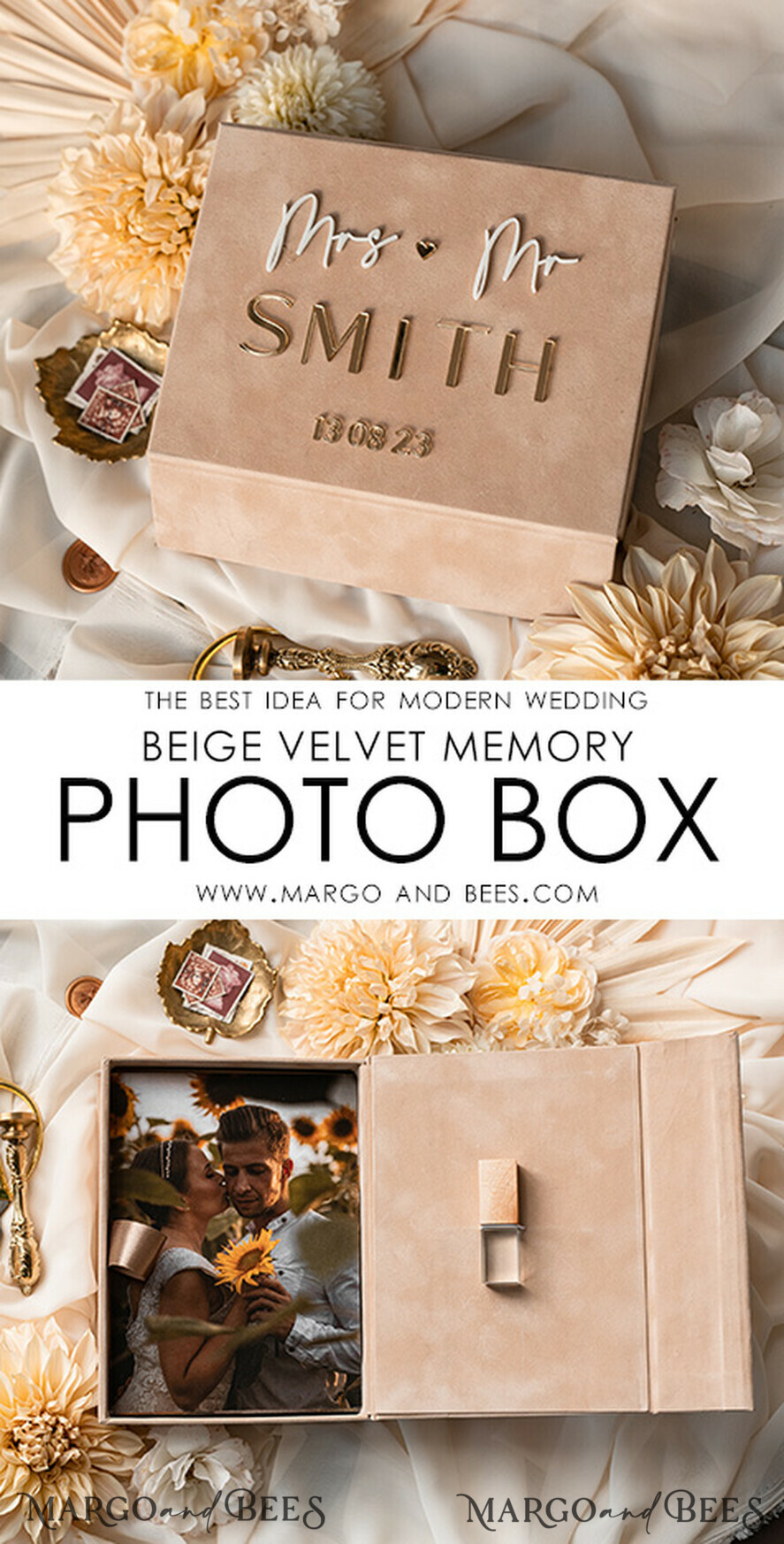 FOTOALBUM/ FOTOBOX Memory Bundle FotoBox Gustbücher Gelübde Beige Samt Bundle Hochzeitsgeschenkset - Gästebuch & Schild, Seine und Ihre Hochzeitsgelübde, Fotobox für Bilder