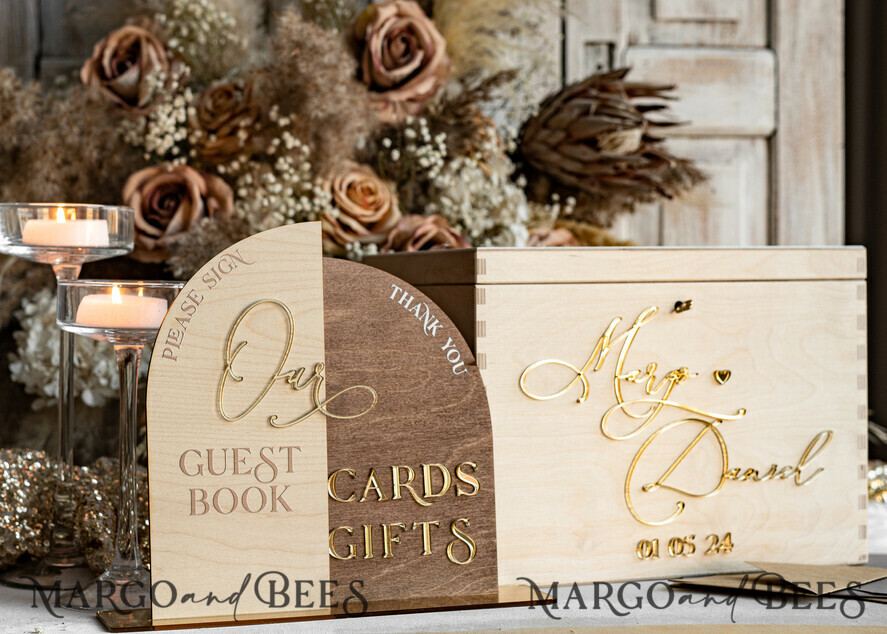 KARTONBOXEN  
 Holz Eco Rustikale Kartenboxen Rustikale Holz Set Kartenbox Gästebuch & Schild, Hochzeitskartenbox mit Schloss Instant Instax Gästebuch, Holz Hochzeitsgeldbox Sing Gästebuch Set, Kartenbox mit Schlitz und Schloss Karten und Geschenk Bogen Acrylschild Set