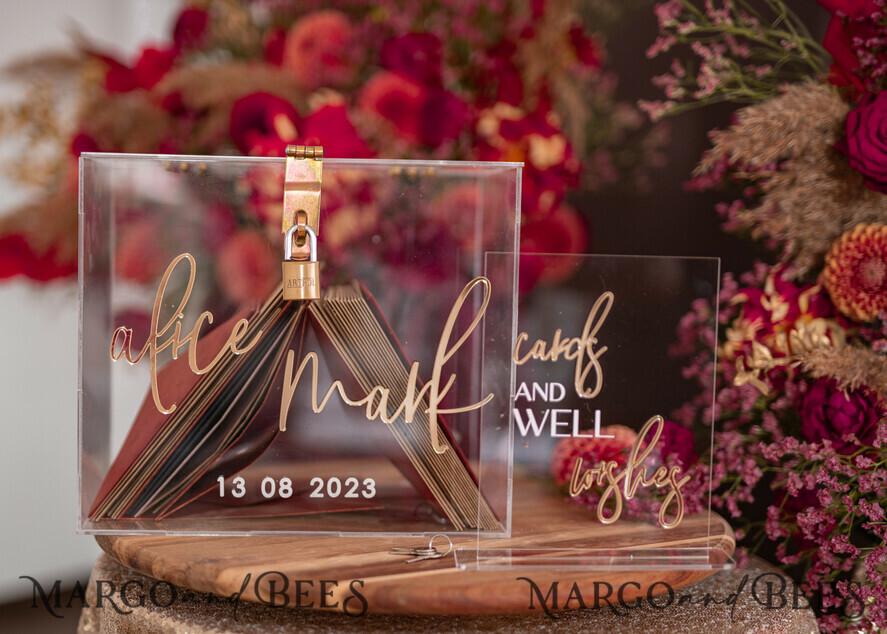 TISCHDEKORATIONSCHILDER   Gästebuch & Karten Geschenke Schilder Transparente Acrylkarten und Glückwunsch-Schild, klares Acryl- und Goldschild, goldenes Plexi-Schild, luxuriöse Hochzeits Tischdekoration, Hochzeitsbeschilderung goldene Spiegelschilder