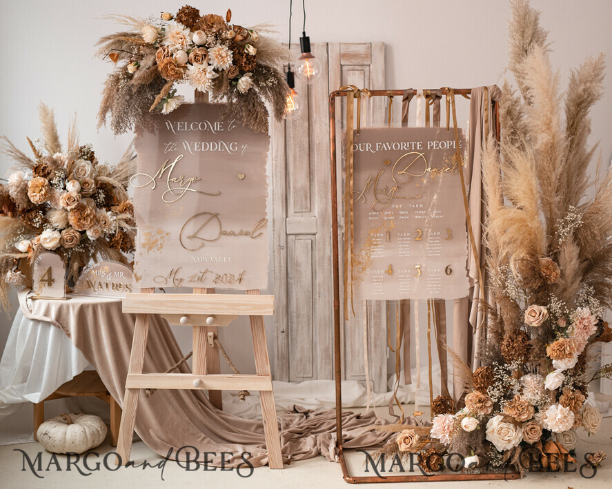 TISCHDEKORATIONSCHILDER   Gästebuch & Karten Geschenke Schilder Transparente Acrylkarten & Geschenke-Schild, Halb-Bogen Beige Ombre Acryl und Gold-Schild, Nude Gold Plexi-Schild, Taupe Luxus Hochzeits Tischdekoration, Hochzeitsschild Goldener Spiegel Karten-Schild mit Ständer