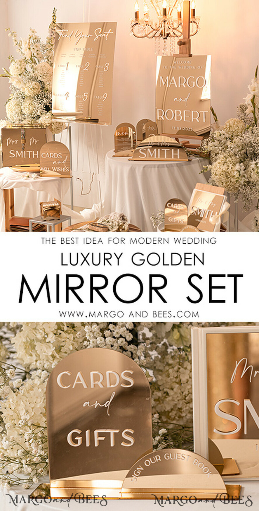 TISCHDEKORATIONSCHILDER   Gästebuch & Karten Geschenke Schilder Acryl-Arch-Karten und Geschenkschild, goldener Spiegel-Acrylschild, goldenes Plexiglas-Gästebuchschild, luxuriöse Hochzeits-Tafeldekoration, Hochzeitsbeschilderung goldene Spiegelkarten-Schild