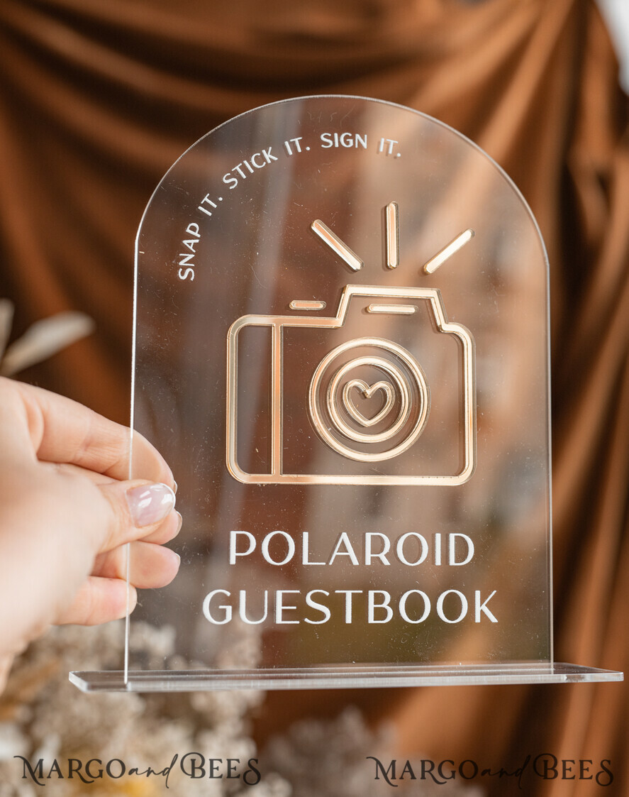 TISCHDEKORATIONSCHILDER   Gästebuch & Karten Geschenke Schilder Transparentes Acrylschild Unser Gästebuch-Schild, Halb-Bogen Beige Ombre Acryl Gold Gästebuch-Schild, Nude Gold Plexi-Schild Unser Gästebuch, Taupe Luxus Hochzeits Tischdekoration, Hochzeitsbeschilderung Goldenes Spiegel Gästebuch-Schild mit Ständer