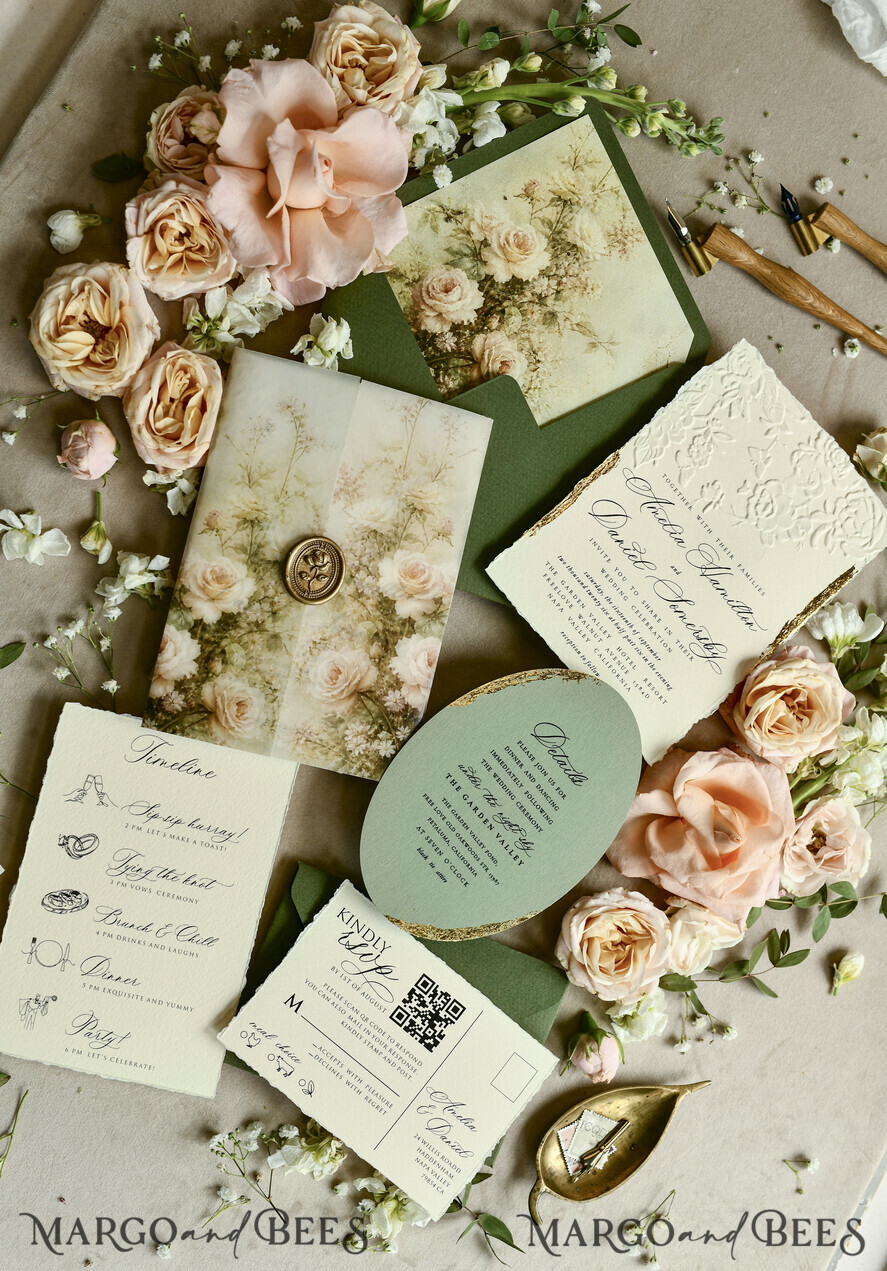 HOCHZEITS EINLADUNGEN geprägte Einladungen Hochzeits Einladung, Goldene Prägung Rosen Florale Hochzeits Einladung,
