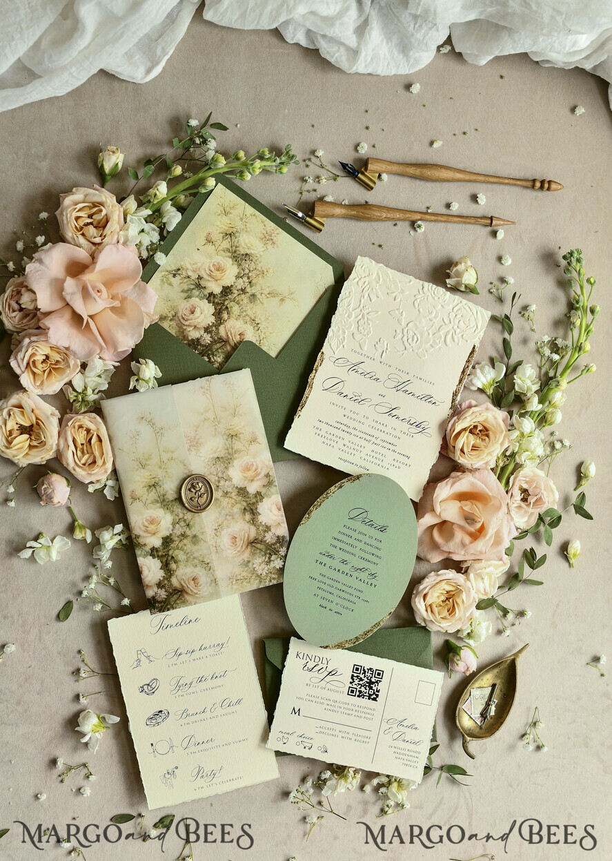 HOCHZEITS EINLADUNGEN geprägte Einladungen Hochzeits Einladung, Goldene Prägung Rosen Florale Hochzeits Einladung,