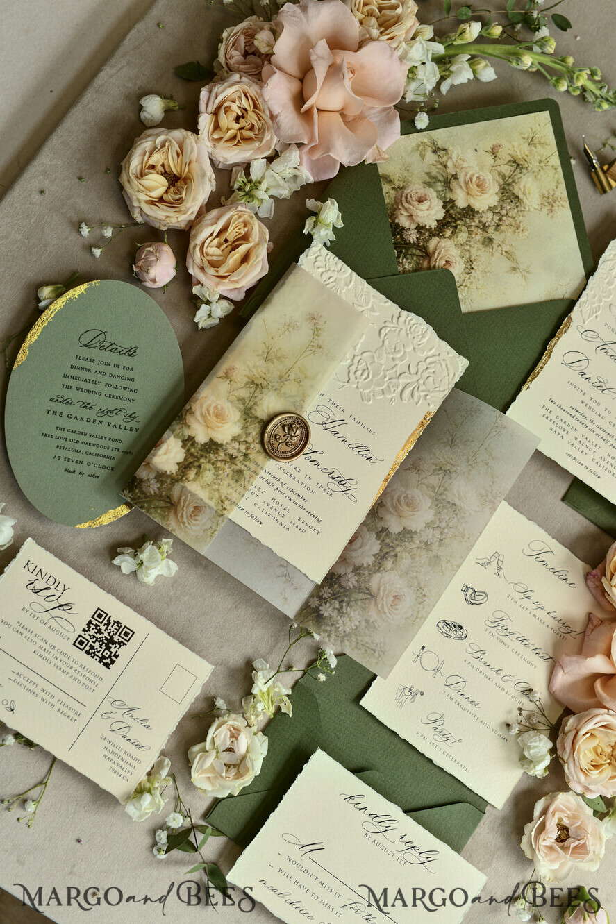 HOCHZEITS EINLADUNGEN geprägte Einladungen Hochzeits Einladung, Goldene Prägung Rosen Florale Hochzeits Einladung,