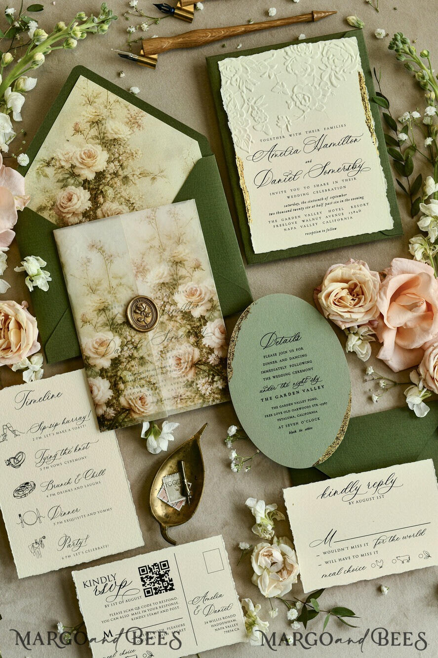 HOCHZEITS EINLADUNGEN geprägte Einladungen Hochzeits Einladung, Goldene Prägung Rosen Florale Hochzeits Einladung,