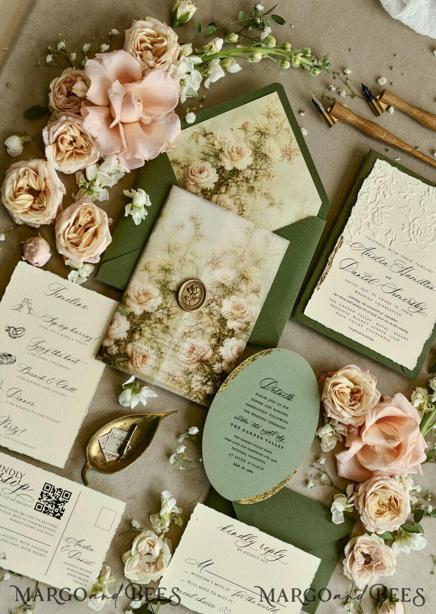 HOCHZEITS EINLADUNGEN geprägte Einladungen Hochzeits Einladung, Goldene Prägung Rosen Florale Hochzeits Einladung,