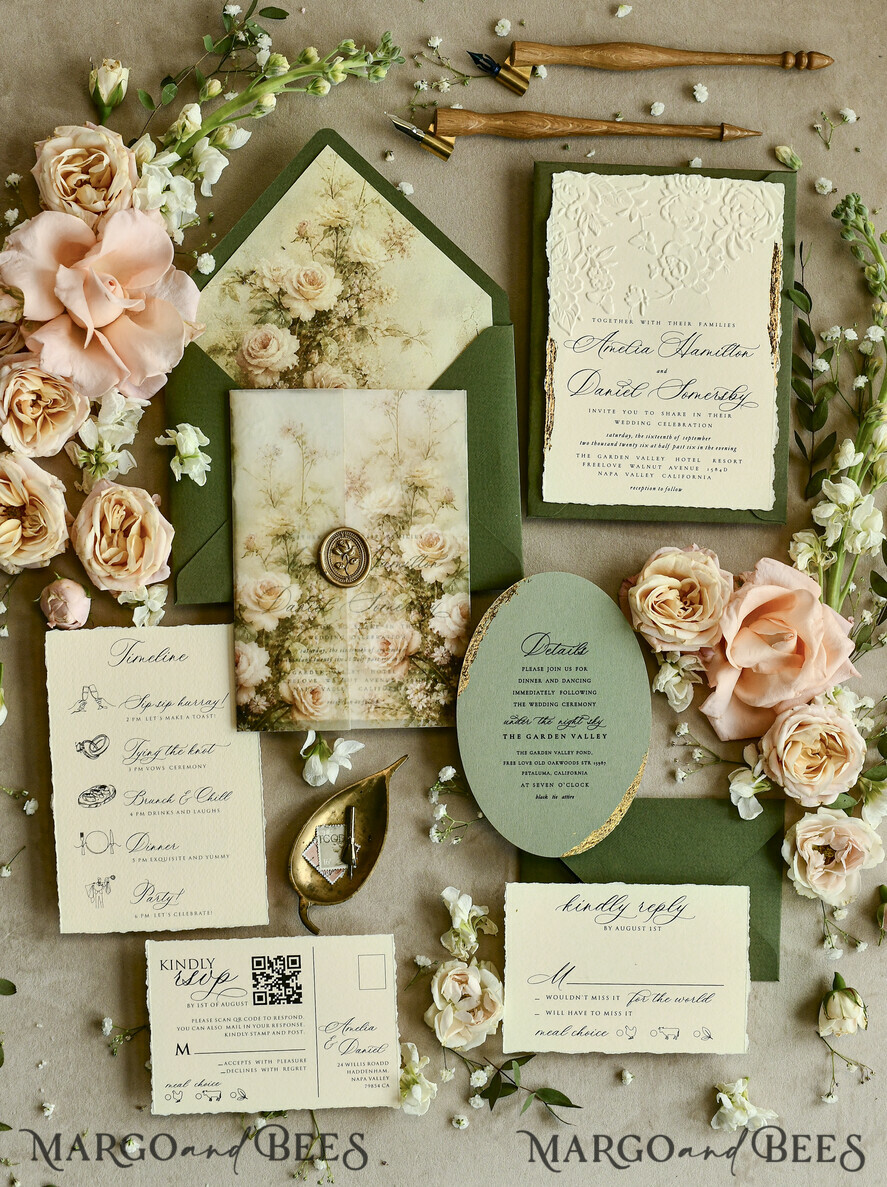 HOCHZEITS EINLADUNGEN geprägte Einladungen Hochzeits Einladung, Goldene Prägung Rosen Florale Hochzeits Einladung,